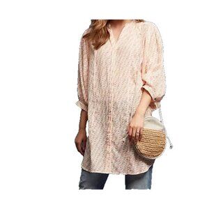 Maeve Anthropologie Tunic Top Small Oversize Lena Yarn Dyed Balloon Sleeves
